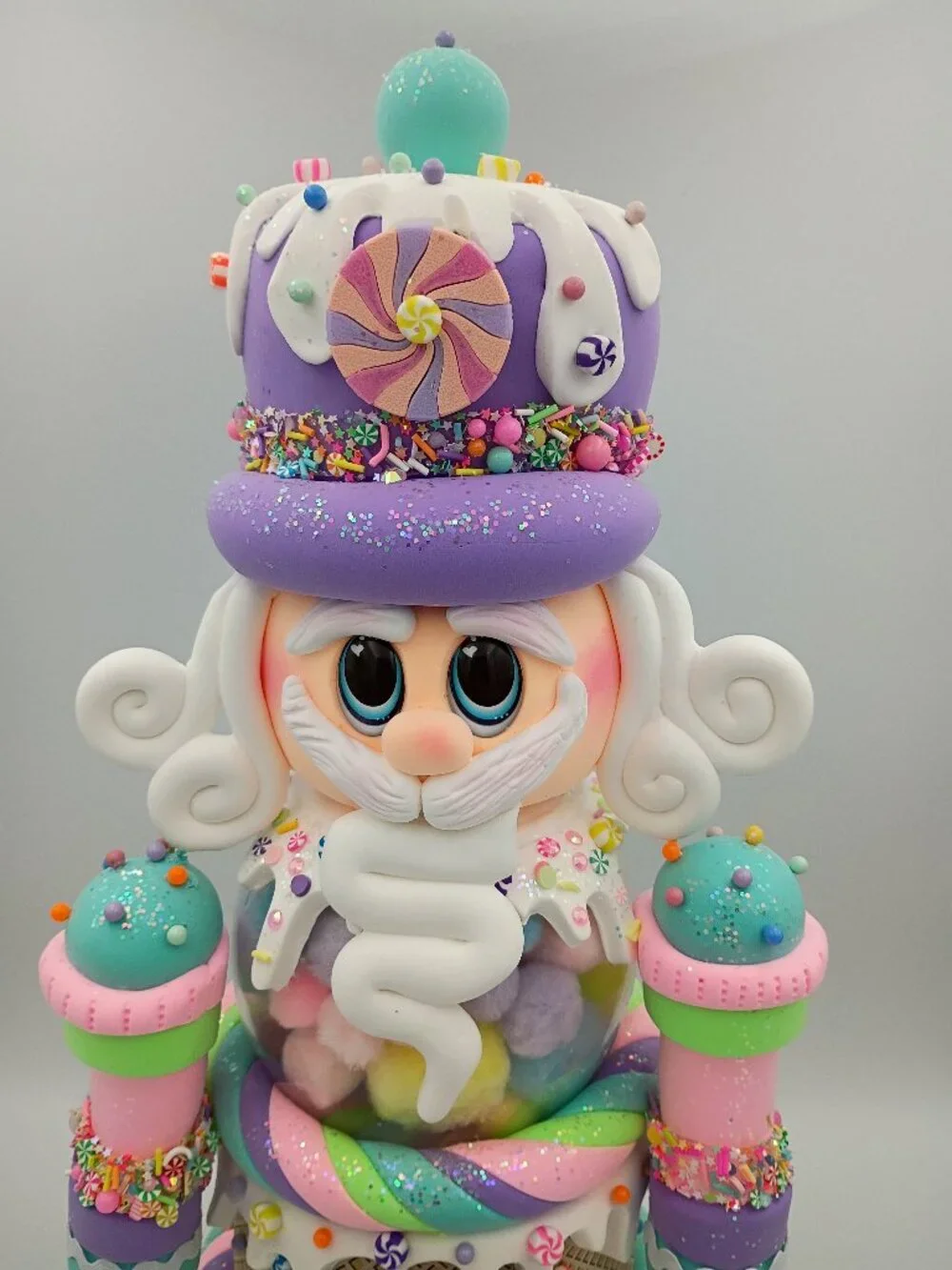 Pastel Candyland Nutcracker Gumball Machine, Handmade Whimsical Nutcracker, Pink